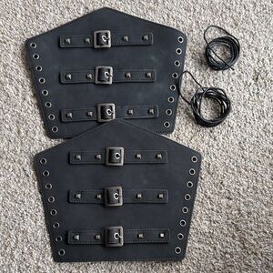 Synthetic Black Leather gauntlets